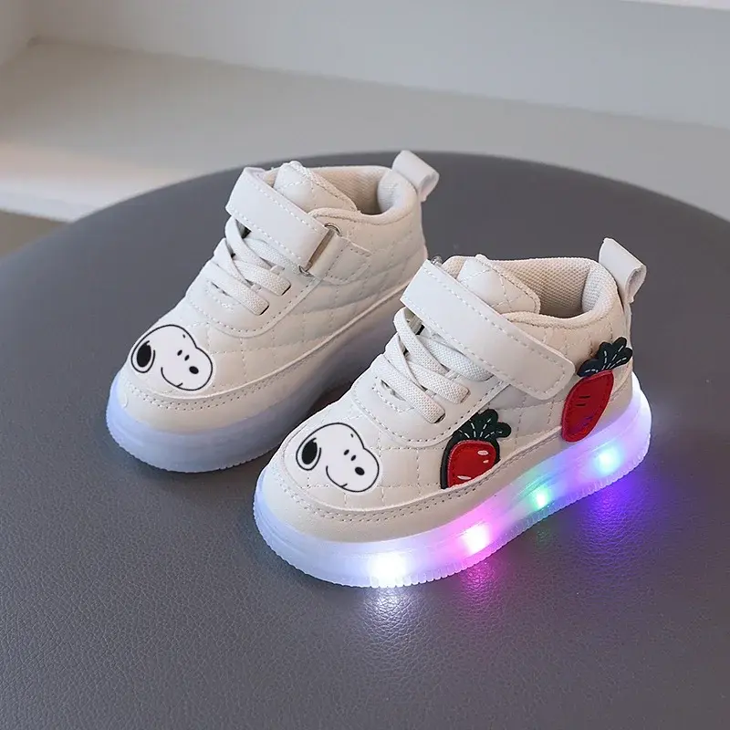Snoopy  Autumn spring fall girl casual shoes board shoes baby bright non-slip princess sports shoes soft sole toddler shoes