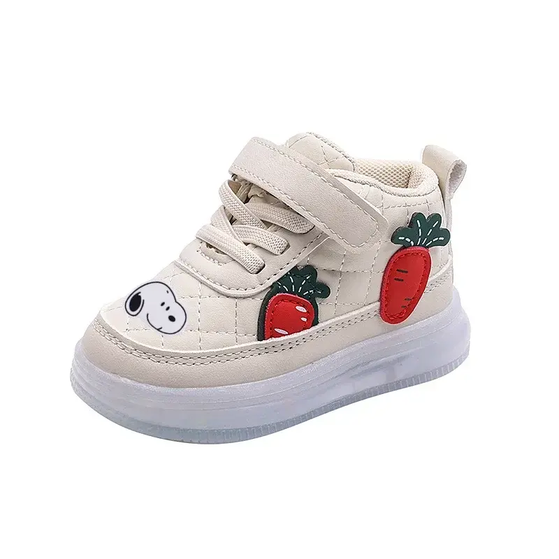 Snoopy  Autumn spring fall girl casual shoes board shoes baby bright non-slip princess sports shoes soft sole toddler shoes