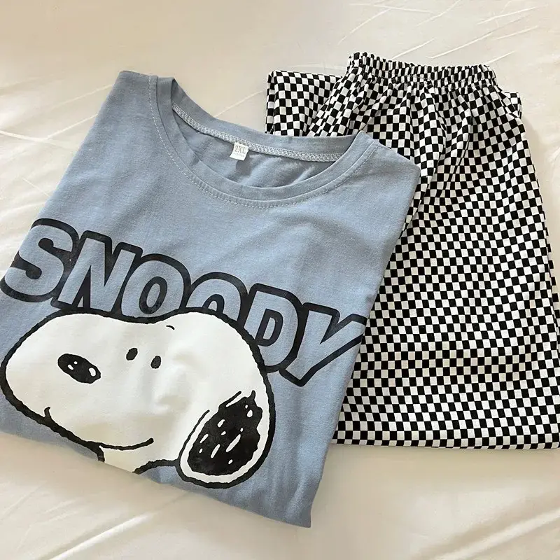 Snoopy New Summer Pajamas Women's Short Sleeve Trousers Cartoon Style girl Style Japanese Two Sets of Home Clothes
