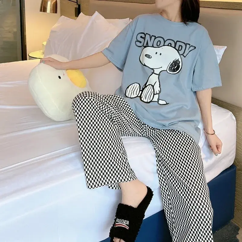 Snoopy New Summer Pajamas Women's Short Sleeve Trousers Cartoon Style girl Style Japanese Two Sets of Home Clothes