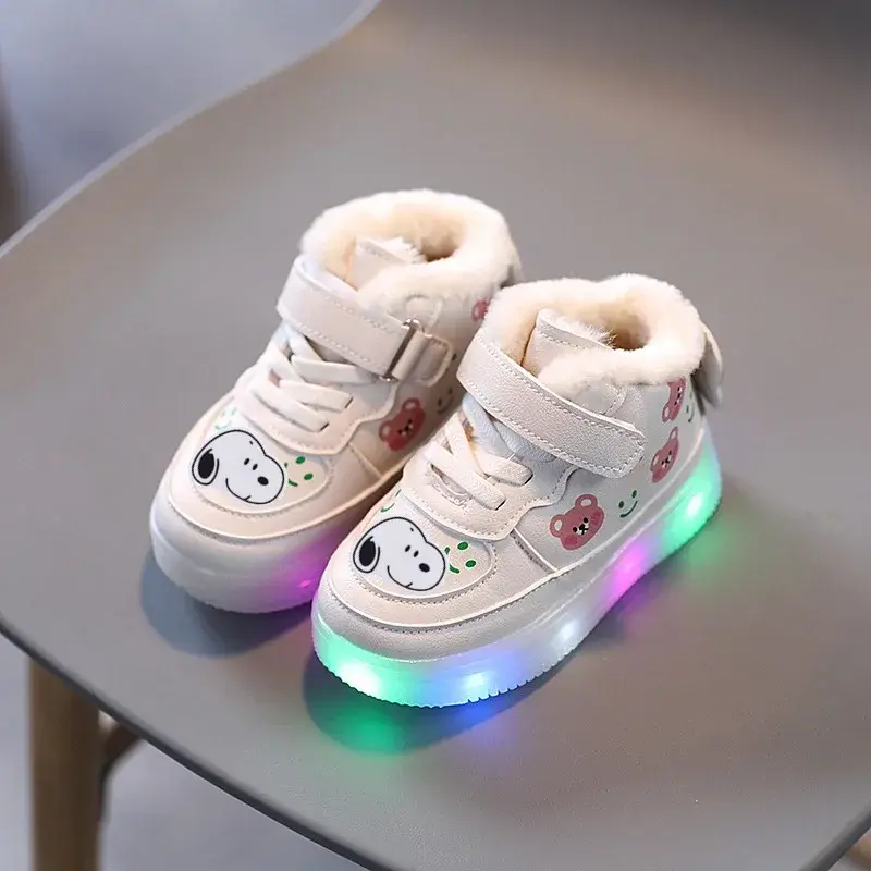 Snoopy Spring Autumn and Winter LED Board Shoes  Children's Sports Sneakers Girls Boys Lighting Casual Shoes Toddler Shoes