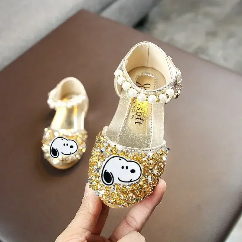 Snoopy Toddler shoes spring and summer new girls' Sandals shoes  baby children's casual shoes performance pearl dance