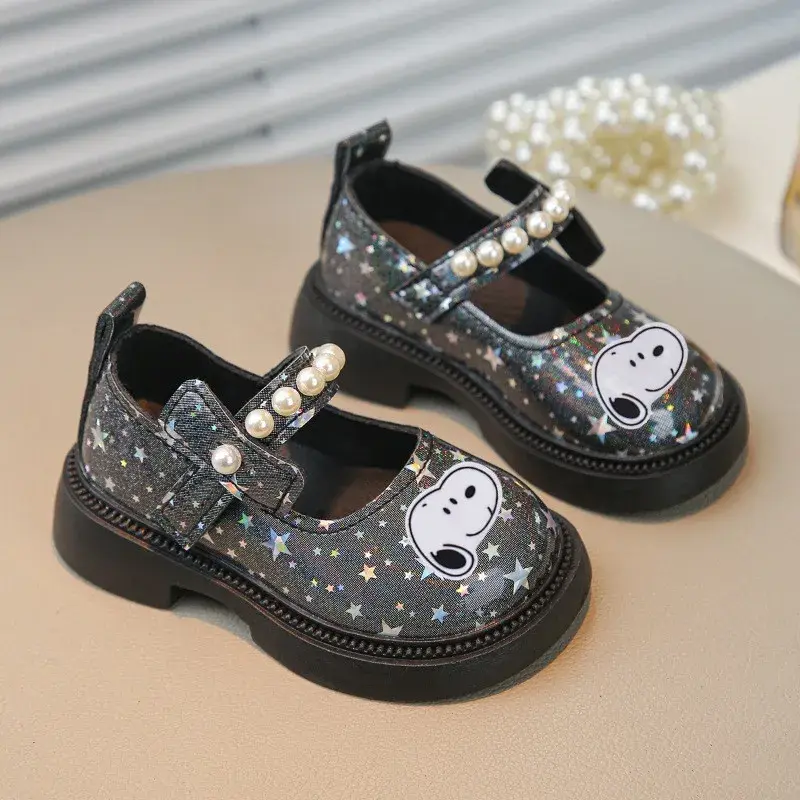 Fashion Pearl Sandals summer Princess Dance Shoes Soft Soles Toddler Shoes Snoopy Girl Leather Shoes Spring  Autumn New Sandals