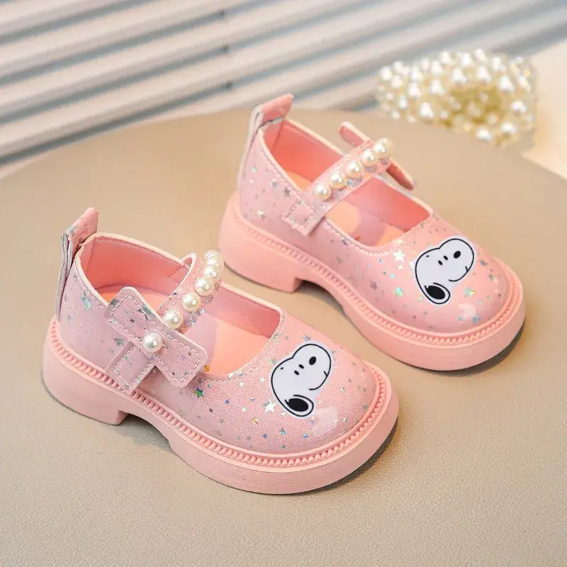 Fashion Pearl Sandals summer Princess Dance Shoes Soft Soles Toddler Shoes Snoopy Girl Leather Shoes Spring  Autumn New Sandals