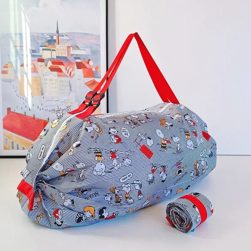 Snoopy Environmental Storage Bag Card Ventilated Piano Pleat Shopping Shoulder Bag Handbag Travel tote messenger bag