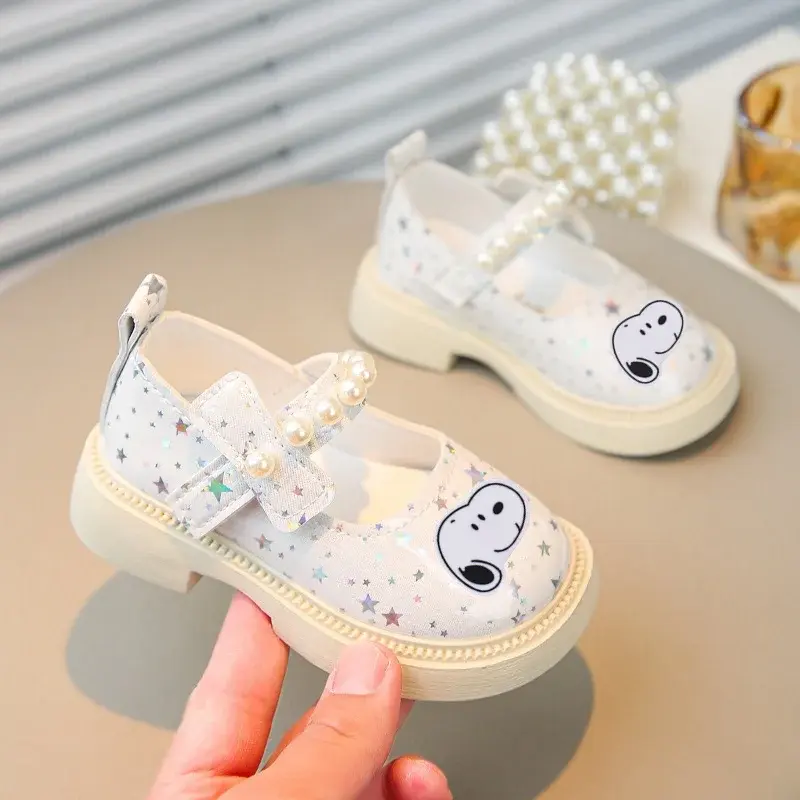 Fashion Pearl Sandals summer Princess Dance Shoes Soft Soles Toddler Shoes Snoopy Girl Leather Shoes Spring  Autumn New Sandals