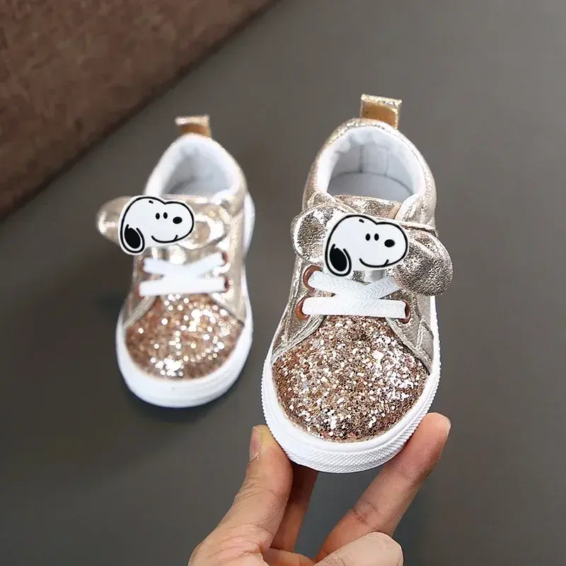 Snoopy spring summer new boy sports shoes children's casual shoes girls Toddler shoes sequined sneakers