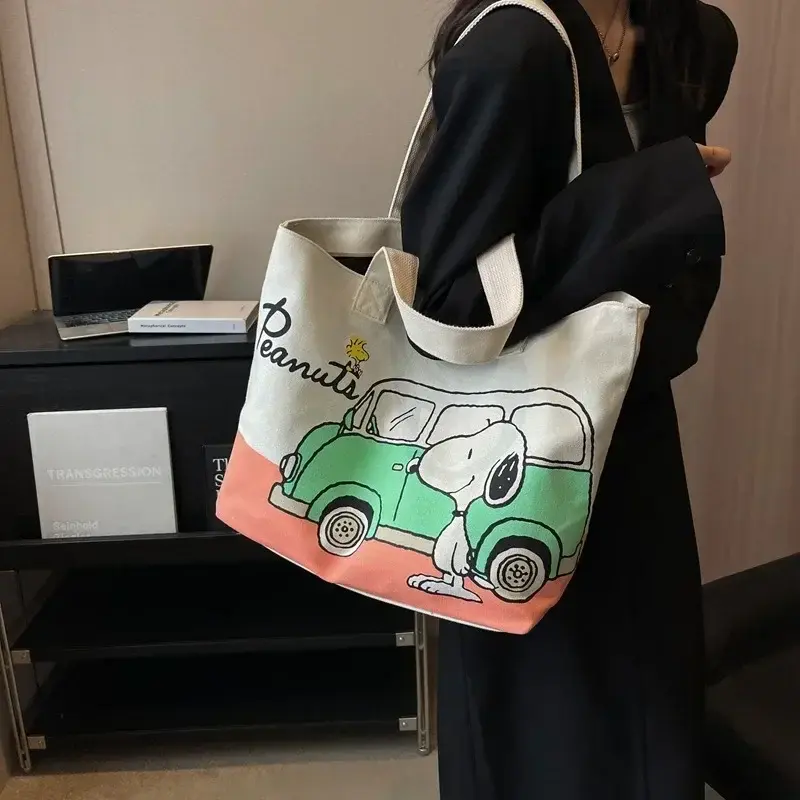Snoopy Summer New Canvas Shoulder Bag Women's Large Capacity Women's tote  Han Art Shopping Bag handbag