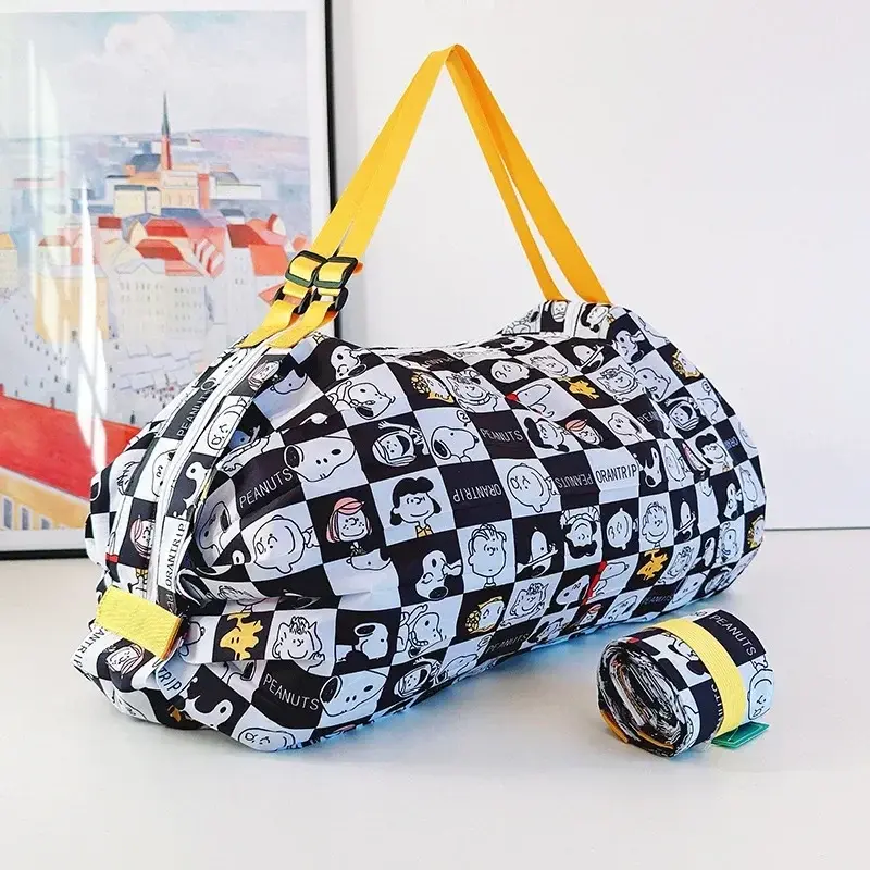Snoopy Environmental Storage Bag Card Ventilated Piano Pleat Shopping Shoulder Bag Handbag Travel tote messenger bag