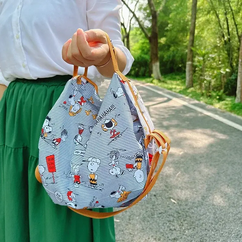 Snoopy Environmental Storage Bag Card Ventilated Piano Pleat Shopping Shoulder Bag Handbag Travel tote messenger bag