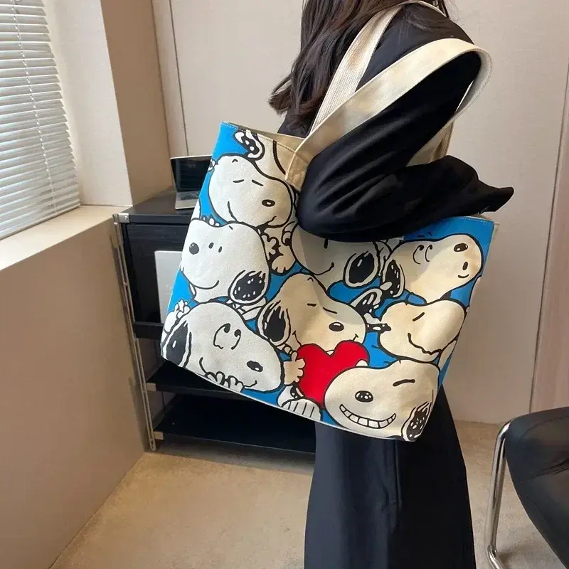 Snoopy Summer New Canvas Shoulder Bag Women's Large Capacity Women's tote  Han Art Shopping Bag handbag