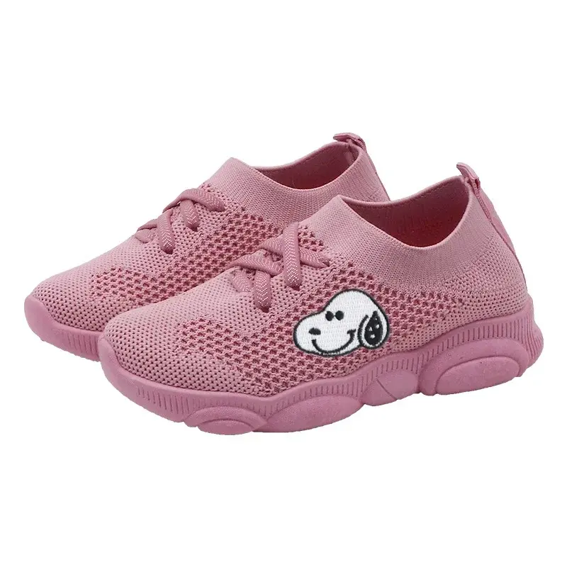 Snoopy Spring and Autumn Children Casual Shoes Elastic Socks Shoes Boys Girls Sports Shoes Dad  Knitted White Single