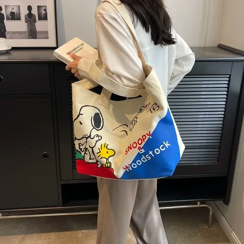 Snoopy Summer New Canvas Shoulder Bag Women's Large Capacity Women's tote  Han Art Shopping Bag handbag