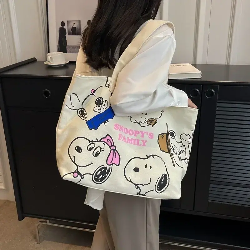 Snoopy Summer New Canvas Shoulder Bag Women's Large Capacity Women's tote  Han Art Shopping Bag handbag