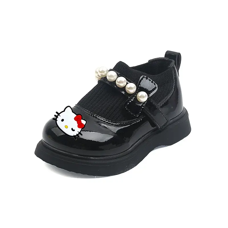 Sanrio hello kitty girls leather shoes 2022 autumn new children's soft bottom princess casual shoes baby flying shoes