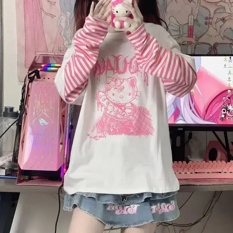 Sanrio hello kitty long-sleeved girl boy spring and autumn long-sleeved T-shirt cute cartoon bottoming shirt