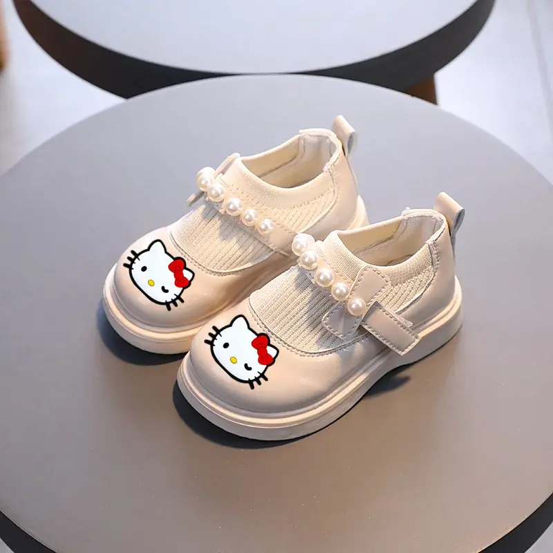 Sanrio hello kitty girls leather shoes 2022 autumn new children's soft bottom princess casual shoes baby flying shoes