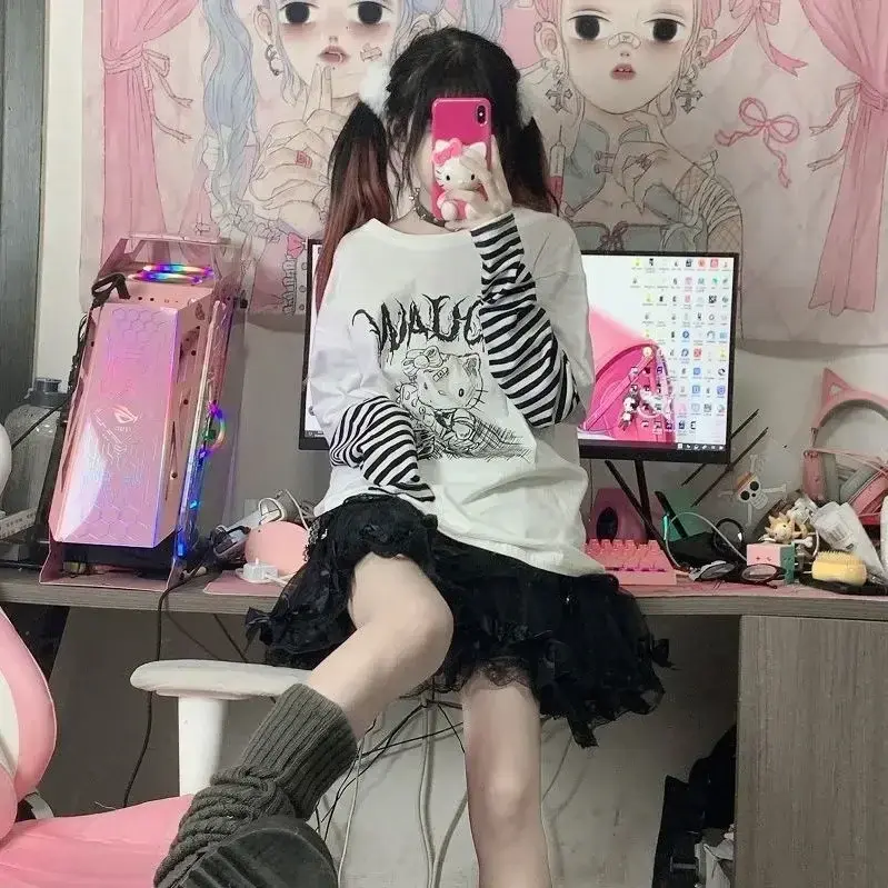 Sanrio hello kitty long-sleeved girl boy spring and autumn long-sleeved T-shirt cute cartoon bottoming shirt