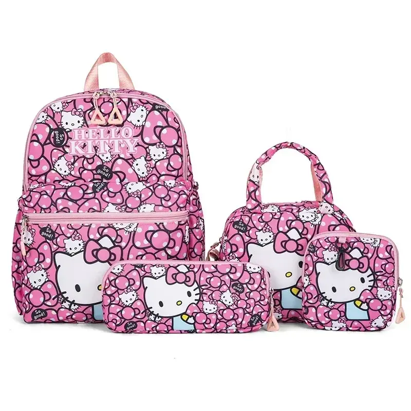 4pcs Sanrio hello kitty kuromi school bag cartoon backpack student backpack fashion cartoon pencil case shoulder messenger bag