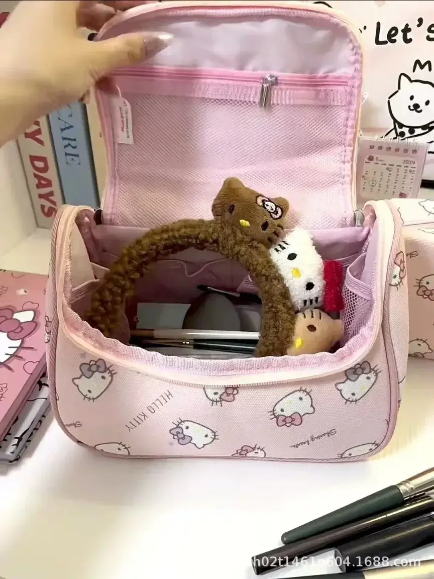 Sanrio hello kitty makeup cosmetic bag cute cartoon wash bag student travel storage bag handbag
