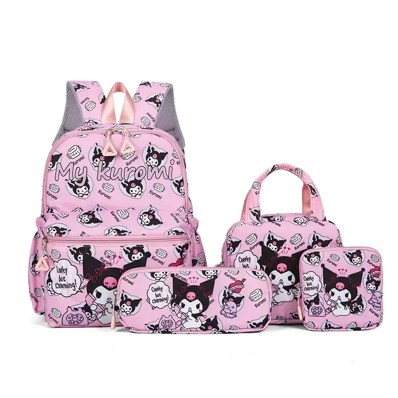 4pcs Sanrio hello kitty kuromi school bag cartoon backpack student backpack fashion cartoon pencil case shoulder messenger bag