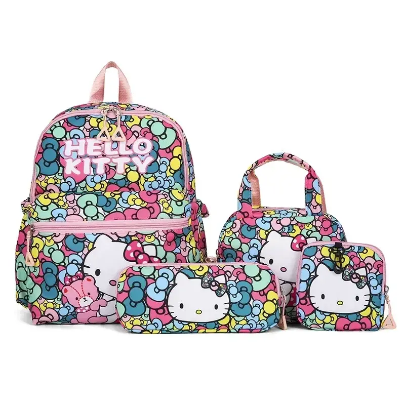 4pcs Sanrio hello kitty kuromi school bag cartoon backpack student backpack fashion cartoon pencil case shoulder messenger bag