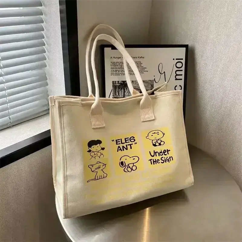 European American shoulder bag Large Capacity Snoopy Printed Canvas Bag 2023 New Cute Mommy Shoulder Bag shopping bag 39x30x17cm