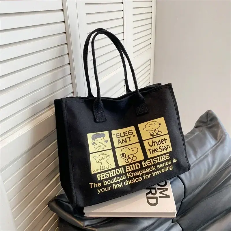 European American shoulder bag Large Capacity Snoopy Printed Canvas Bag 2023 New Cute Mommy Shoulder Bag shopping bag 39x30x17cm