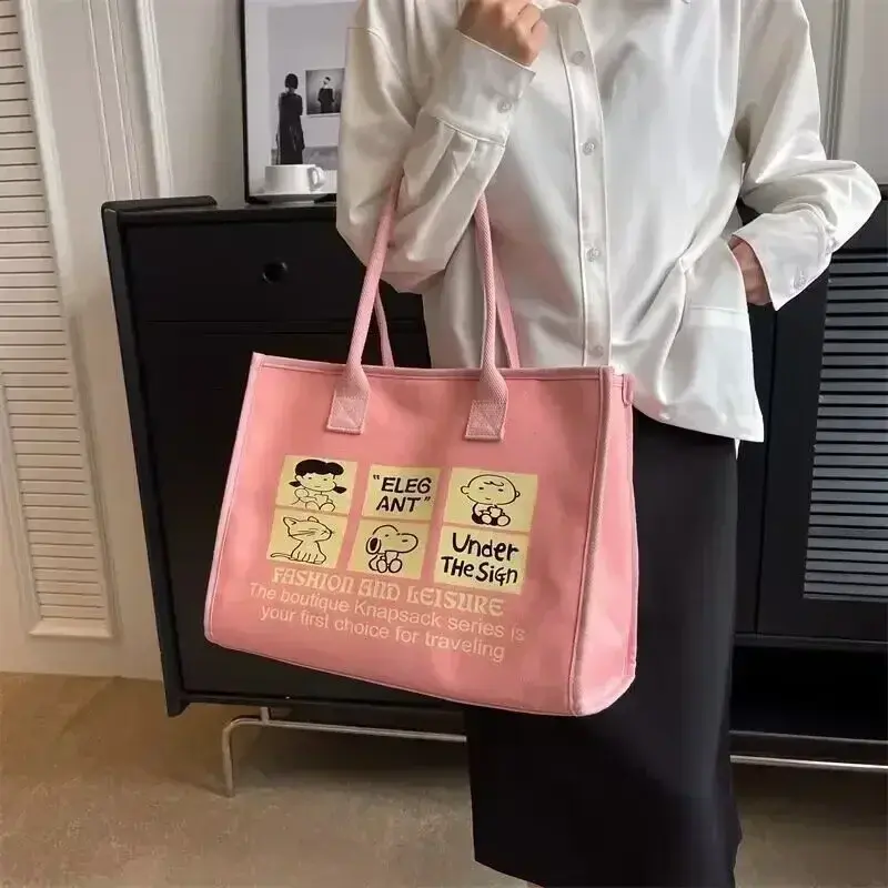 European American shoulder bag Large Capacity Snoopy Printed Canvas Bag 2023 New Cute Mommy Shoulder Bag shopping bag 39x30x17cm
