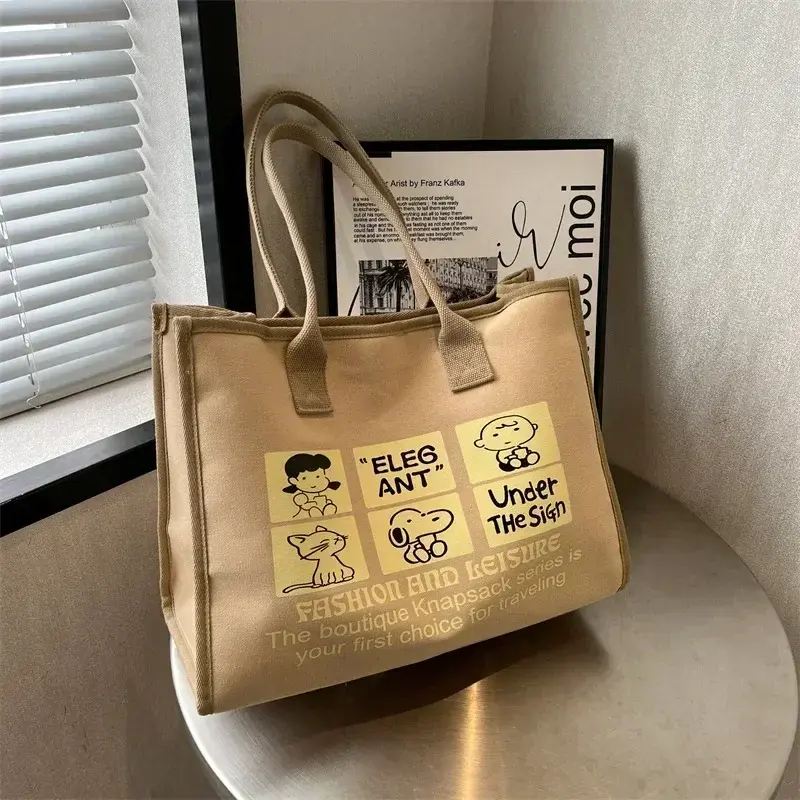 European American shoulder bag Large Capacity Snoopy Printed Canvas Bag 2023 New Cute Mommy Shoulder Bag shopping bag 39x30x17cm