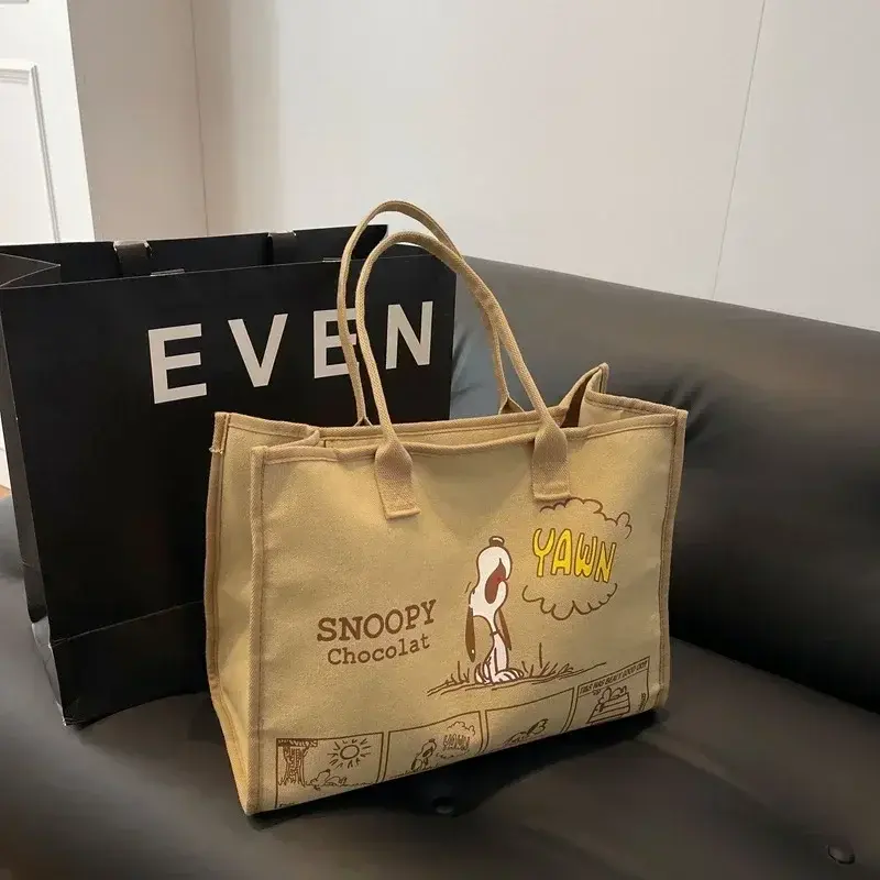 Snoopy New Fashion Shoulder Bag Large Capacity Letter Handbag Travel Casual Storage Bag Canvas Diapers Tote Bag
