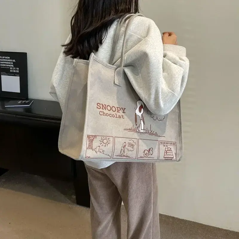 Snoopy New Fashion Shoulder Bag Large Capacity Letter Handbag Travel Casual Storage Bag Canvas Diapers Tote Bag
