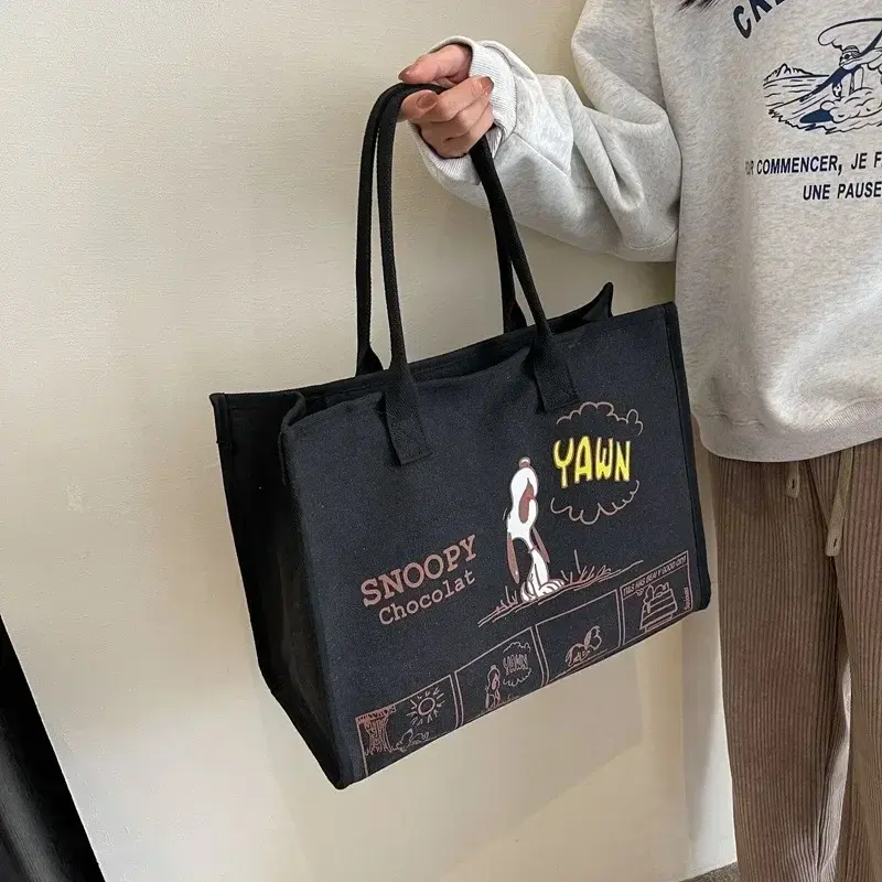 Snoopy New Fashion Shoulder Bag Large Capacity Letter Handbag Travel Casual Storage Bag Canvas Diapers Tote Bag