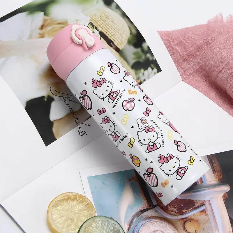 Sanrio hello kitty girl winter vacuum flask vacuum bouncing cover vacuum flask cute water cup fashion stainless steel bottle
