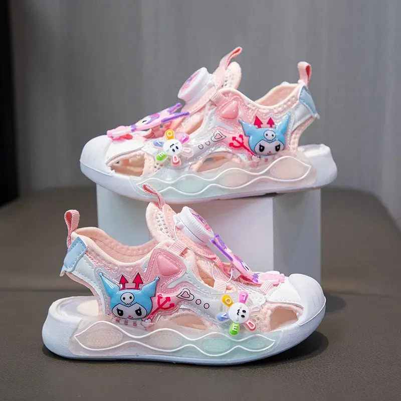Sanrio girls mesh breathable princess beach shoes sneakers Casual shoes hello kitty summer new childrens swivel button sandals