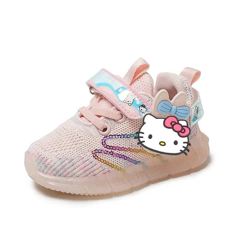 Sanrio children's cartoon hello kitty boys girls non-slip soft Light up casual shoes sports shoes student running shoes LED
