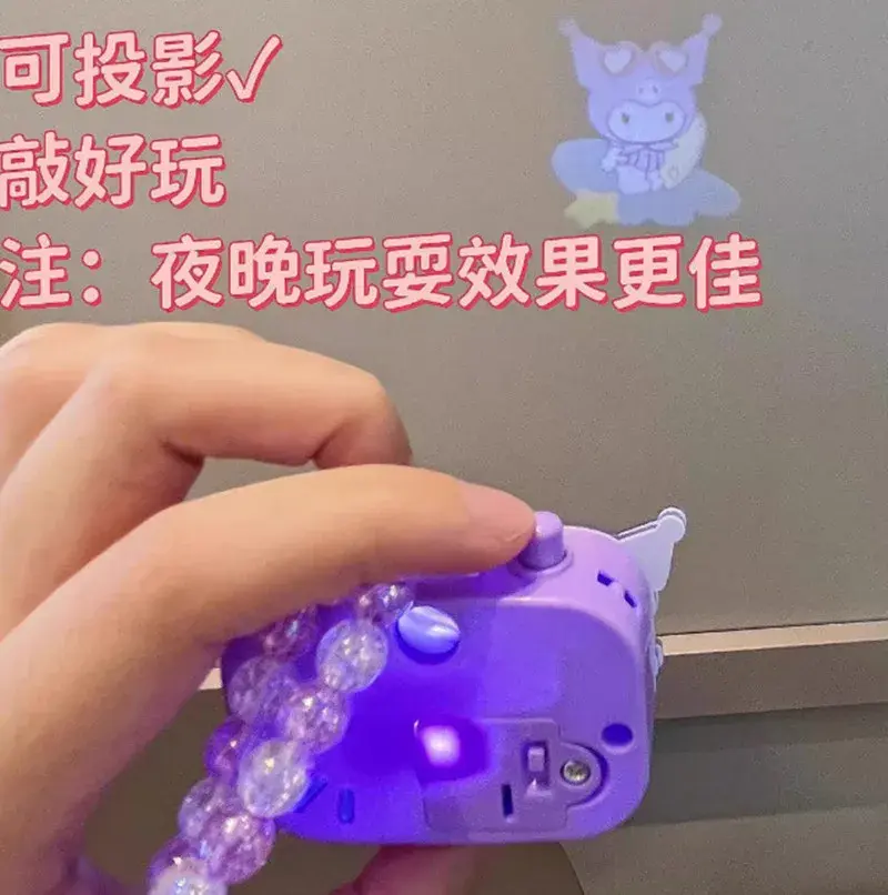 Sanrio hello kitty girl camera necklace children student beaded necklace bracelet baby projection toy cute gift hair clip