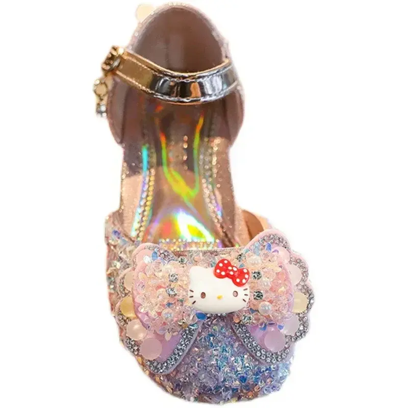 Sanrio hello kitty children crystal princess shoes spring and summer girls sandals leather shoes Baotou Dance Performance shoes