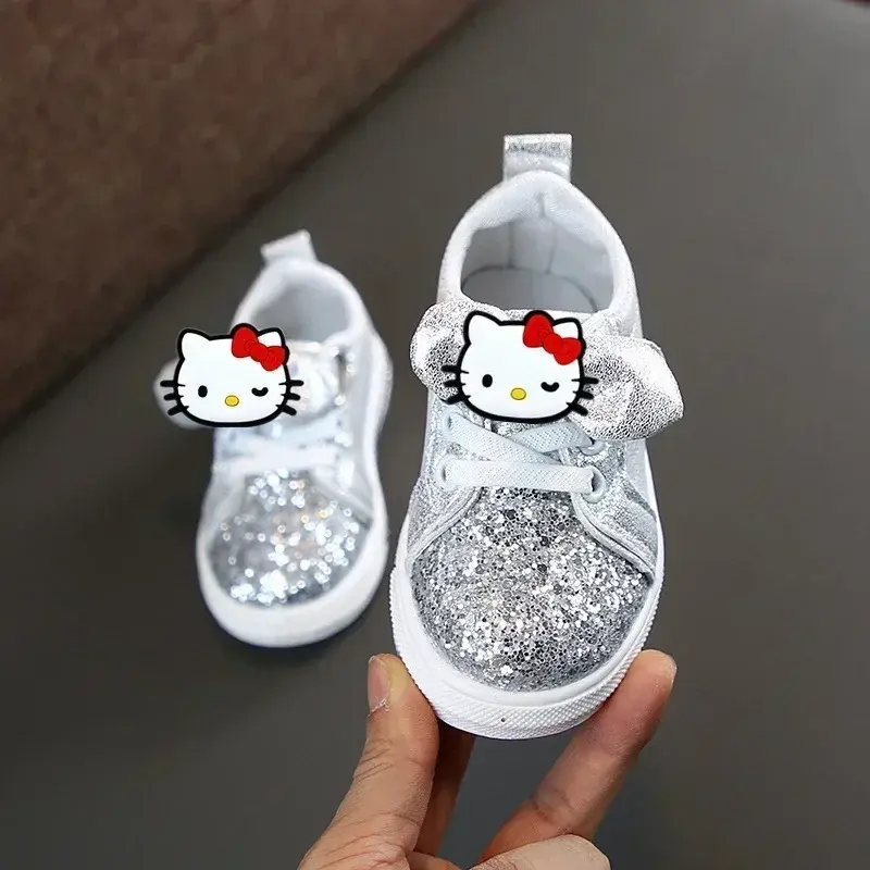 Sanrio girls' butterfly festival sequined sneakers Hello Kitty spring new girls' sports shoes children  casual shoes
