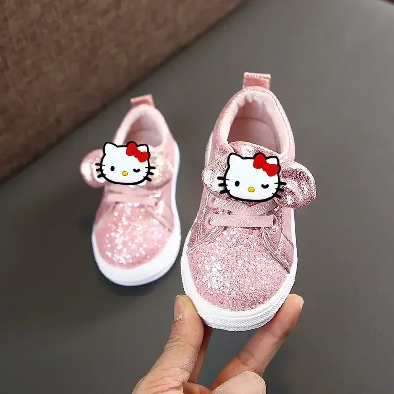 Sanrio girls' butterfly festival sequined sneakers Hello Kitty spring new girls' sports shoes children  casual shoes