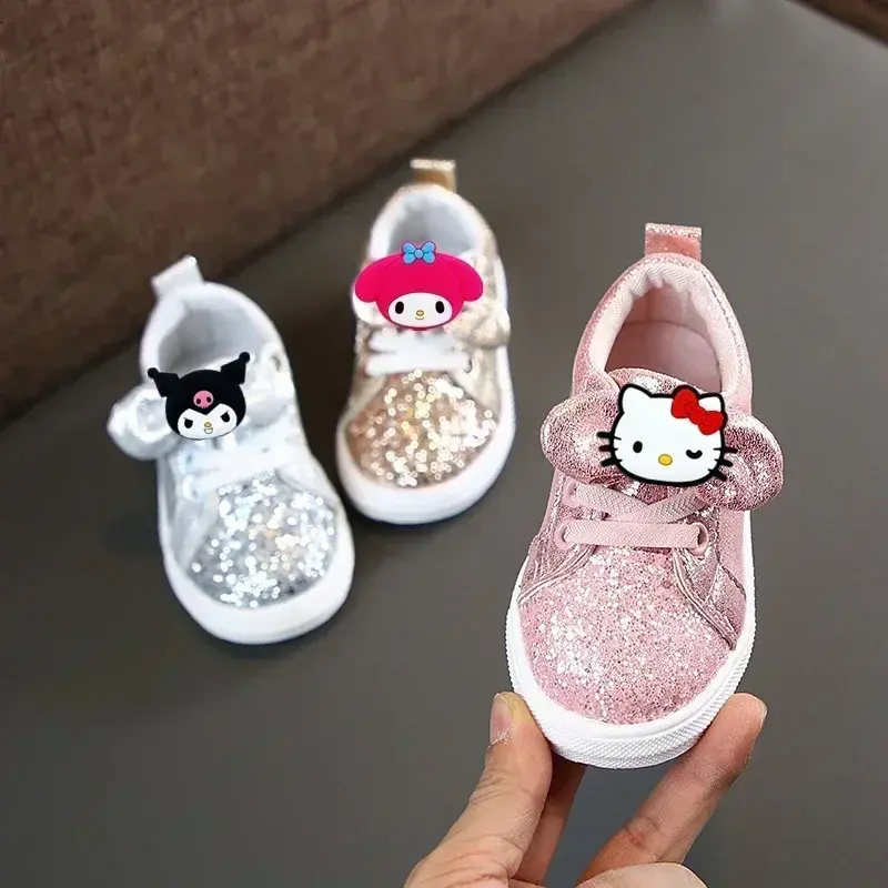 Sanrio girls' butterfly festival sequined sneakers Hello Kitty spring new girls' sports shoes children  casual shoes
