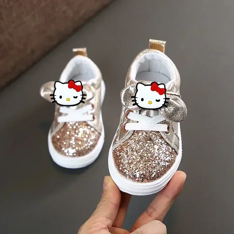 Sanrio girls' butterfly festival sequined sneakers Hello Kitty spring new girls' sports shoes children  casual shoes