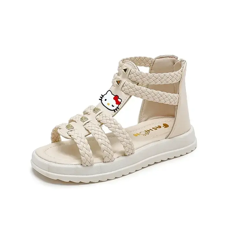 Sanrio hello kitty girls sandals summer new fashion peep toe princess shoes kids soft sole girls baby beach shoes
