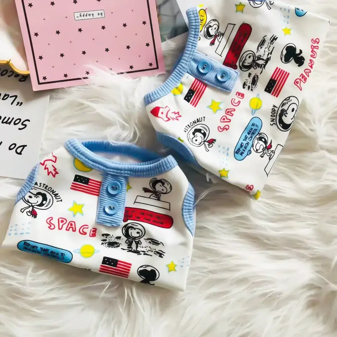 Snoopy Pet Clothes Cute Cartoon Sleeveless T-Shirt Vest Short Sleeve Pet Clothes Dog Clothes Button Print Cartoon Pet Vest