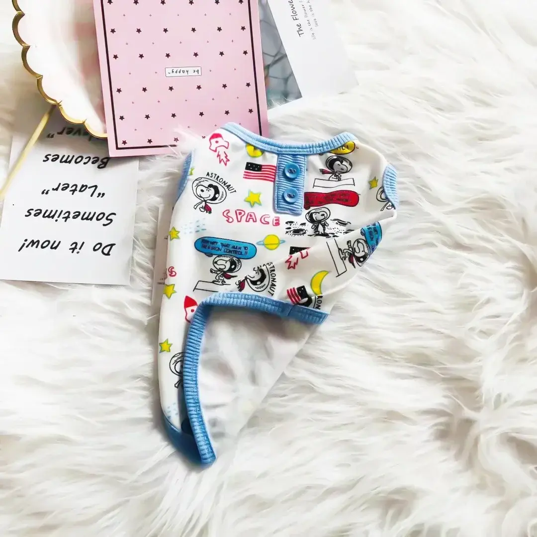 Snoopy Pet Clothes Cute Cartoon Sleeveless T-Shirt Vest Short Sleeve Pet Clothes Dog Clothes Button Print Cartoon Pet Vest