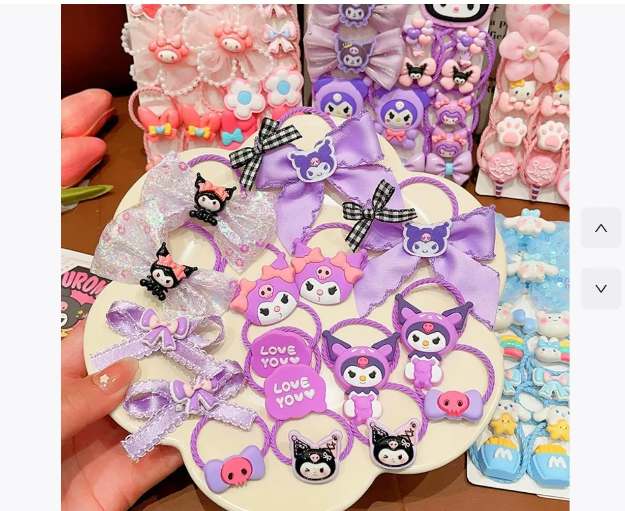 Sanrio hello kitty hair ring rope New Girl baby Hair Accessories hair clip Melody Cute Hairpin kids Cartoon kuromi Rubber band