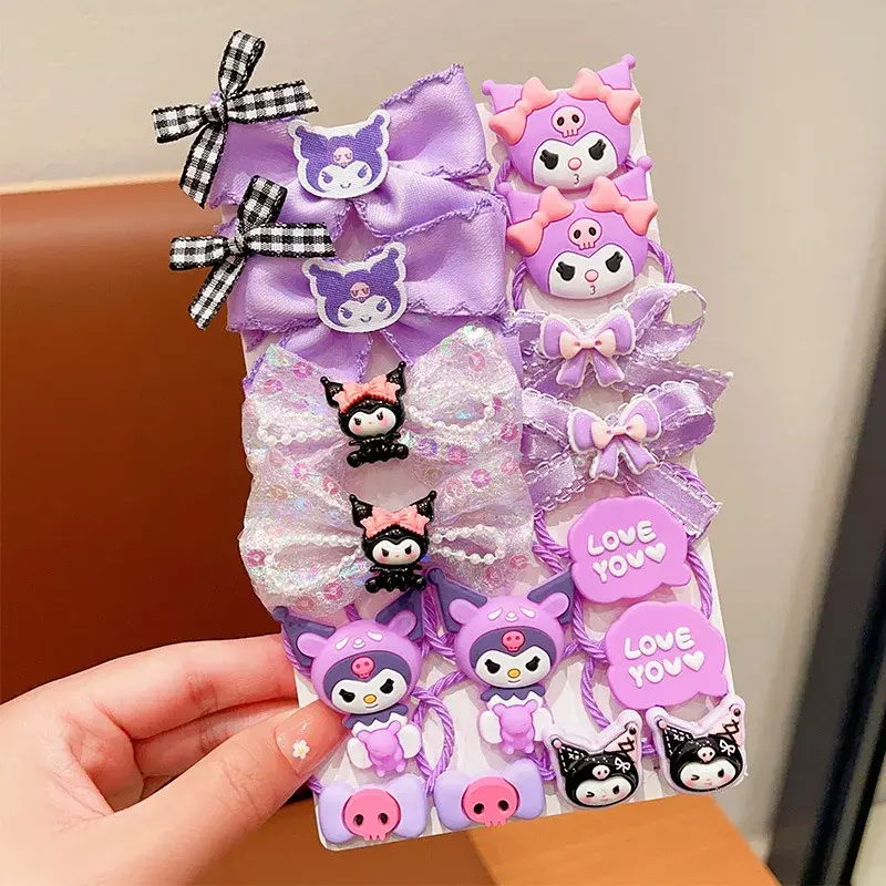 Sanrio hello kitty hair ring rope New Girl baby Hair Accessories hair clip Melody Cute Hairpin kids Cartoon kuromi Rubber band