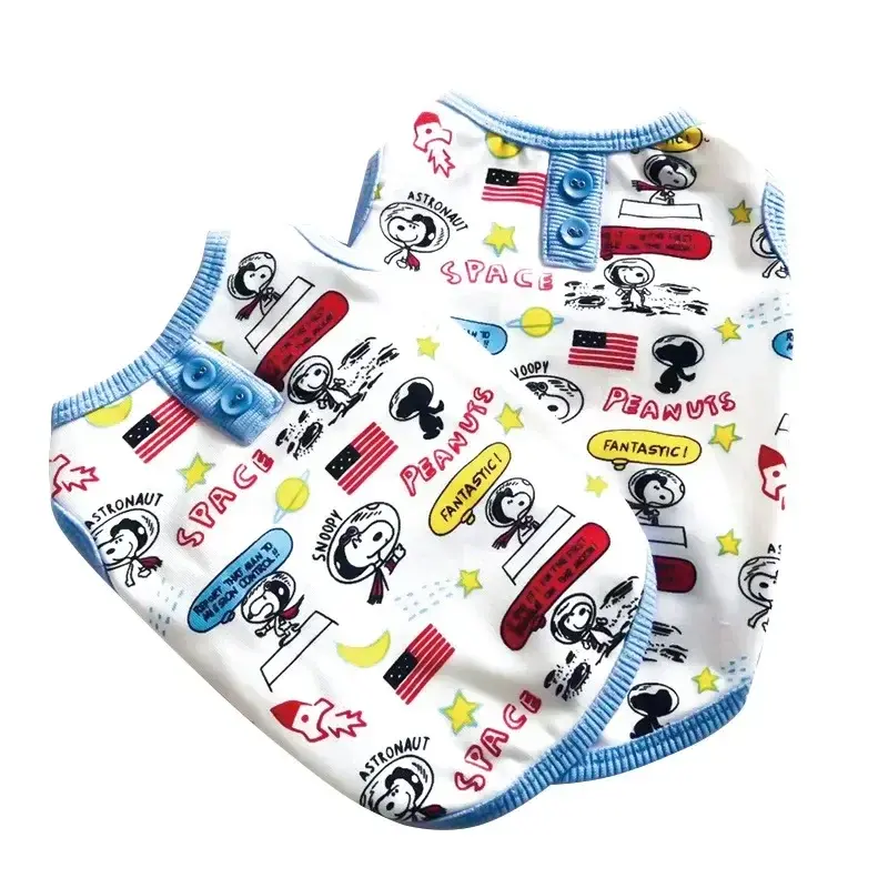Snoopy Pet Clothes Cute Cartoon Sleeveless T-Shirt Vest Short Sleeve Pet Clothes Dog Clothes Button Print Cartoon Pet Vest