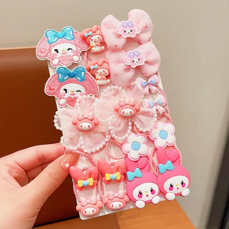Sanrio hello kitty hair ring rope New Girl baby Hair Accessories hair clip Melody Cute Hairpin kids Cartoon kuromi Rubber band