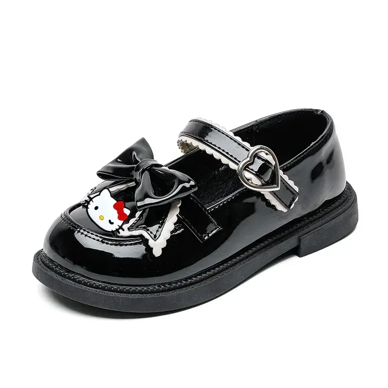 Sanrio hello kitty girl leather shoes fashion British soft bottom princess shoes children performance casual shoes Sandals